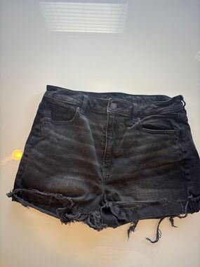 American Eagle Outfitters Black Distressed Denim Shorts